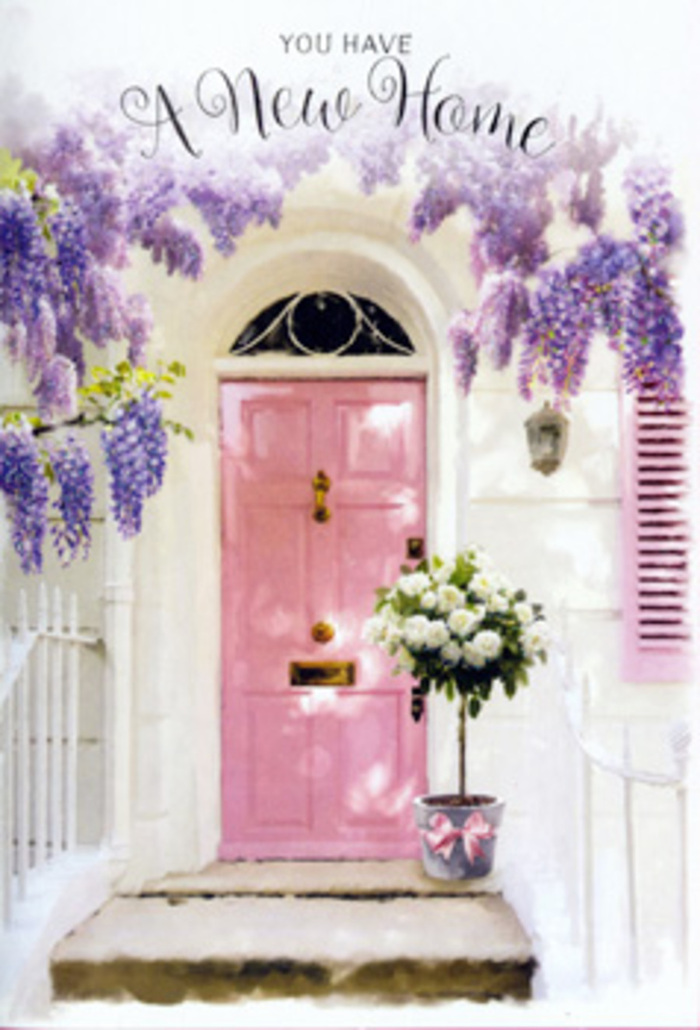 In this tender Ilford doorway scene, a pale pink front door takes centre stage, wrapped in the gentle theatre of cascading wisteria and a thoughtfully placed rose arrangement, as if the house itself is ready to say, Come in, your new chapter starts here. The door's soft blush tone is almost powdery, harmonising beautifully with the whitewashed walls and a single pastel shutter that hints at freshly painted, lovingly prepared rooms beyond-much like the renewed Victorian terraces tucked around the streets near Valentines Park. Above, long garlands of lavender wisteria drift downward in loose, fragrant streams, each bloom forming delicate grape-like clusters that sway lightly in the invisible breeze. The blooms cast lacy shadows across the doorway, dappling the threshold in speckles of lilac and grey. Resting right at the step is a stylish tin bucket, its cool grey surface a calm contrast to the warm pinks. It is overflowing with lush white and cream roses, their petals dense and velvety, each head gently angled as though they're leaning toward whoever is arriving with keys in hand. Soft green foliage nestles between the roses, adding texture and the suggestion of freshly cut garden stems. A satin ribbon in a gentle blush hue encircles the bucket, tied in a loose bow that spills casually over the side. The full composition feels like a still from a romantic film set in Ilford: an emotional snapshot perfect for a new home card or floral delivery, capturing the shy excitement, hope, and welcoming calm of crossing a brand-new threshold for the first time.