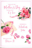 A delicately designed Mother's Day card is displayed as if just set down on a tidy table in an Ilford home, its artwork capturing the essence of a hand-tied bouquet. Lush pink roses bloom across the card, their petals unfolding in layers of blush, ballet-slipper pink, and slightly deeper rose tones that seem to glow softly against the crisp white background. Some flowers are grouped together in a loose cluster, while others appear as scattered blossoms and single petals drifting away, like the gentle remnants of a celebration that linger after guests have gone. A fine, pastel ribbon curls and loops through the main cluster of roses, its flowing line reminiscent of the tying of a bouquet at a local shop near the Exchange Ilford. Elegant calligraphy arcs above and beside the flowers, spelling out a heartfelt Mother's Day greeting in warm, flowing strokes that complement the natural curves of the petals. The overall mood is serene and affectionate, with gentle, even lighting that suggests a bright but calm spring morning, perhaps just as a mother opens her card over a quiet cup of tea. The roses, though printed, appear almost fragrant and velvety, evoking the sensation of holding fresh blooms. This image brings to mind the simple, touching moment when flowers and a card are handed over at the door-an everyday scene in Ilford's neighbourhoods, yet filled with emotion, gratitude, and the soft beauty of pink roses.